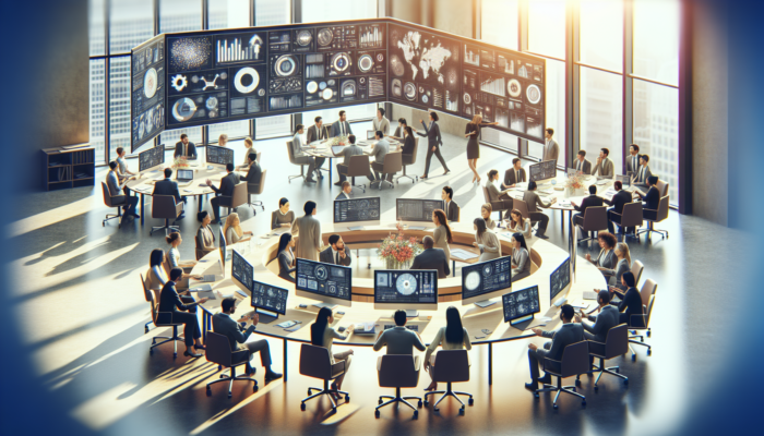 Employees using e-learning, engaging in mentorship, and networking at conferences for continuous learning and growth.