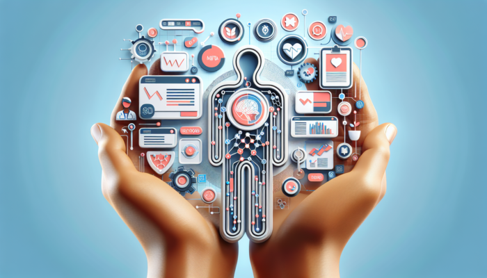 Modern website interface with SEO icons, optimized for UK healthcare, enhancing visibility and attracting patients.