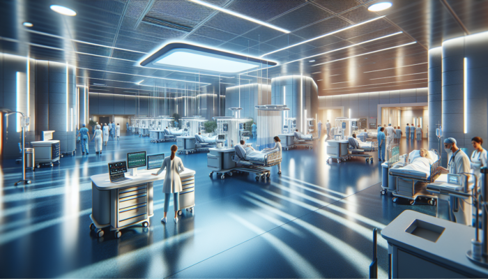A modern healthcare facility showcasing streamlined workflows and advanced technology, focused on efficient, patient-centered care.