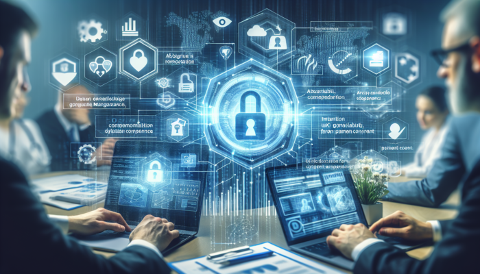 Secure digital interface for patient data management, showing GDPR compliance checklist and consent forms.
