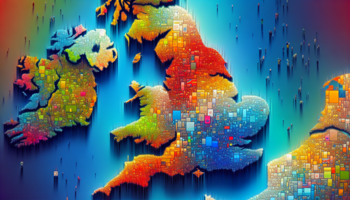 A colorful UK map showing regional TikTok engagement differences between urban and rural areas.