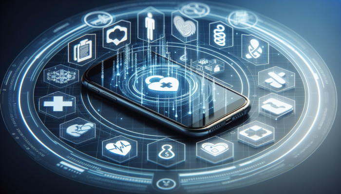 UK Data Protection Act guidelines interface with mobile and health data icons, emphasizing consent and trust in healthcare SMS marketing.