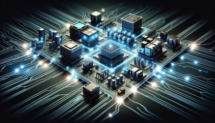 A network of high-tech hardware components connected efficiently, symbolising perfect system integration and compatibility.
